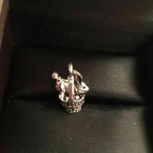 Elegant Silver colored Basket Pendant Necklace